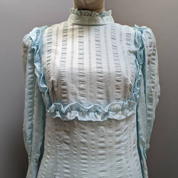 Vintage Juliet Sleeve Robin-Egg Blue Maxi Dress - Picture 4 of 16